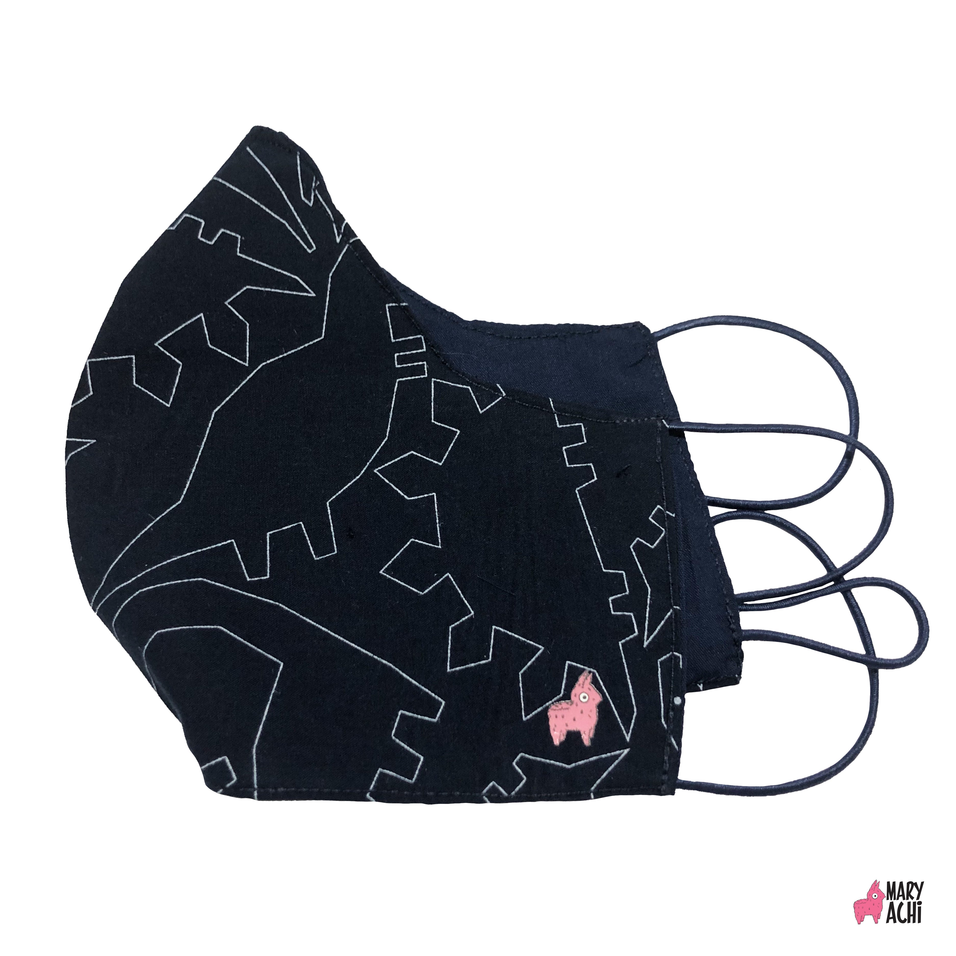 Cubreboca Tricapa Poly-Dinos Adulto - MaryAchi