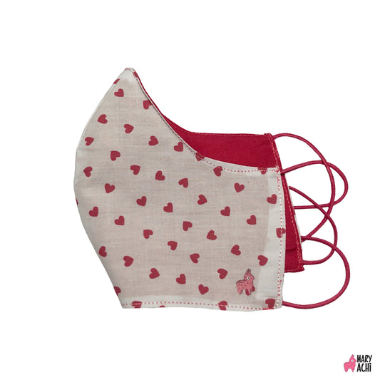 Cubreboca Tricapa Corazones Adulto - MaryAchi